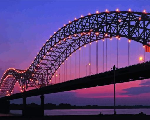 Memphis Bridge Sunset Diamond Painting