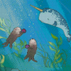 Narwhal With Sea Animals Underwater Diamond Painting