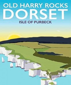 Old Harry Rocks Dorset Isle Of Purbeck Poster Diamond Painting