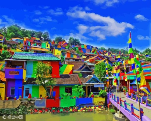 Rainbow Village Indonesia Diamond Painting