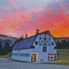 Yellowstone Barn Sunset Diamond Painting