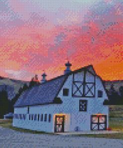 Yellowstone Barn Sunset Diamond Painting