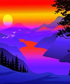 Aesthetic Mountain Silhouette Diamond Painting