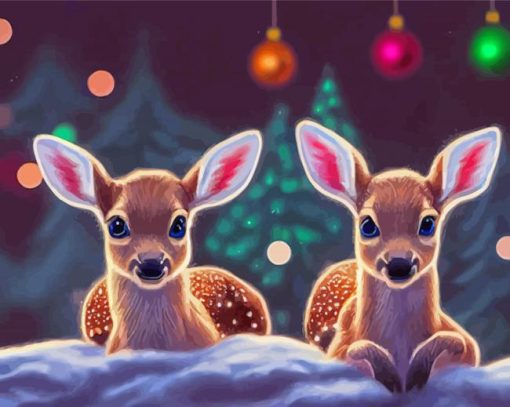 Aesthetic Winter Fawns Diamond Painting