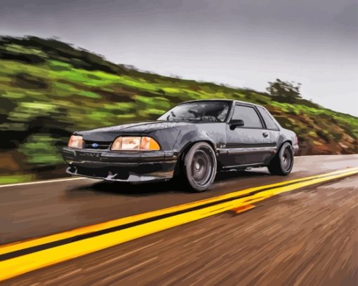 Black Mustang Fox Body Diamond Painting