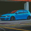 Blue Golf Gti Car Diamond Painting