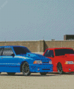 Blue And Red Mustang Fox Body Diamond Painting