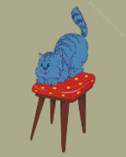 Cute Cat On Chair Diamond Painting