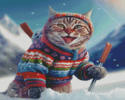 Cute Cat Skating Diamond Painting