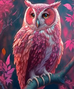 Cute Pink Owl -Diamond Painting