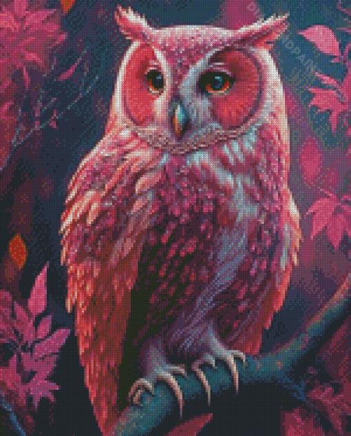 Cute Pink Owl -Diamond Painting