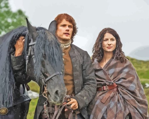 Outlander Jamie And Claire With Horse Diamond Painting