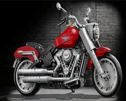 Red Harley Low Boy Diamond Painting