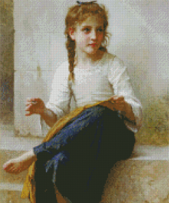 Young Girl Sewing Diamond Painting