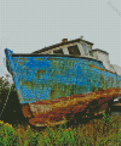 Abandoned Fishing Boat Diamond Painting