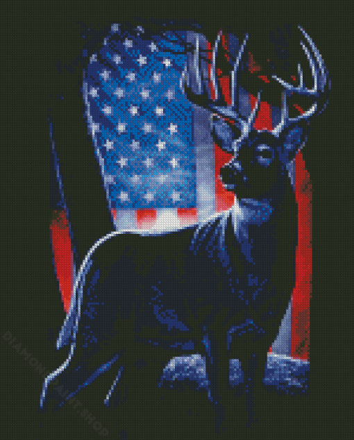 American Flag Deer Art Diamond Painting