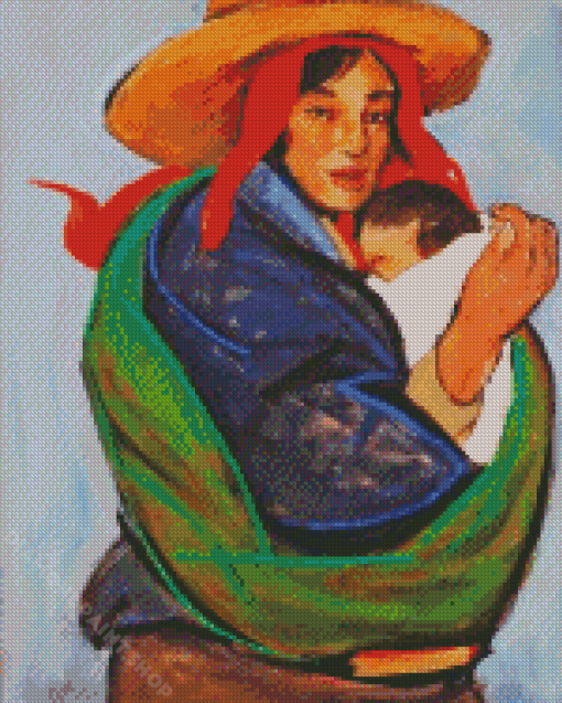 Asian Mother And Child Diamond Painting