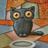 Black Hungry Cat Diamond Painting