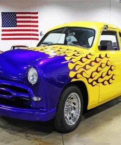 Blue And Yellow 49 Ford Coupe Diamond Painting