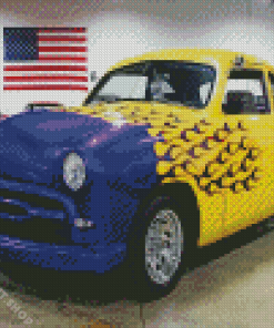 Blue And Yellow 49 Ford Coupe Diamond Painting