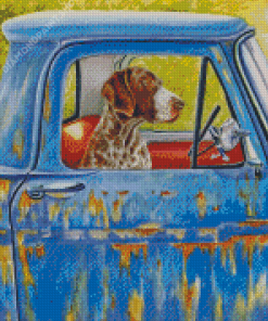 Germanshort Haired Pointer In A Car Diamond Painting