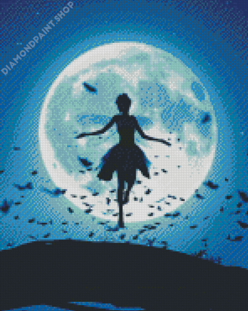 Night Fairy Moonlight Silhouette Diamond Painting