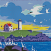 Nubble Lighthouse York Maine Poster Diamond Painting