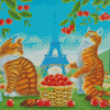 Orange Cats In Paris Diamond Painting