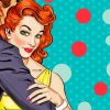 Pop Art Couple Hugging Diamond Painting