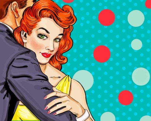 Pop Art Couple Hugging Diamond Painting