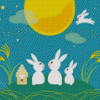 Rabbit And The Moon Diamond Painting