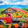 Sunflower And Farm Truck Diamond Painting