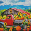 Sunflower And Farm Truck Diamond Painting