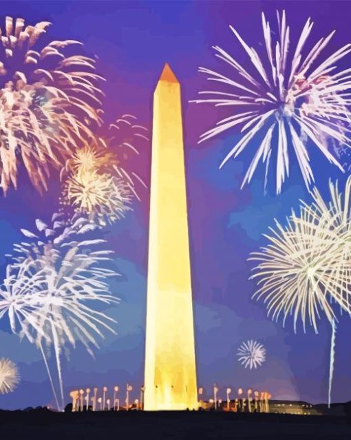 Washington Monument Fireworks Diamond Painting