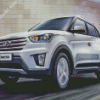 White Creta Hyundai Car Diamond Painting