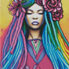 Woman In Colorful Dreadlocks Diamond Painting