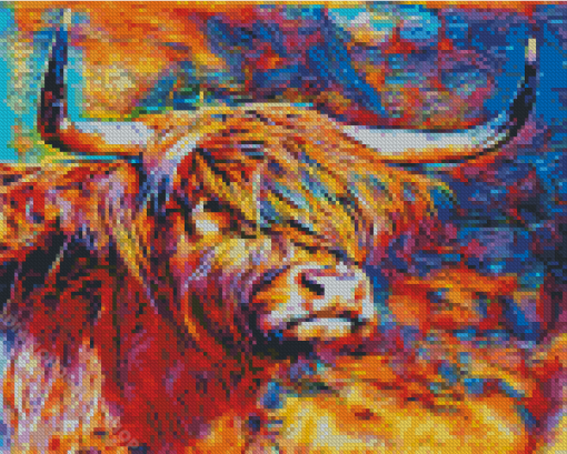 Aesthetic Abstract Highland Cattle Diamond Painting