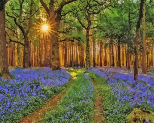 Aesthetic Woodland Bluebell Diamond Painting