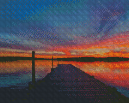 Bridge Lake Sunset Diamond Painting