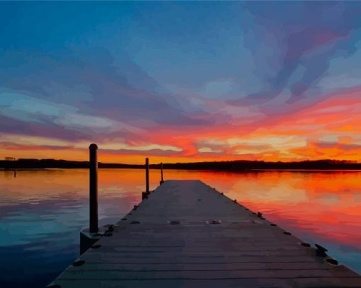 Bridge Lake Sunset Diamond Painting