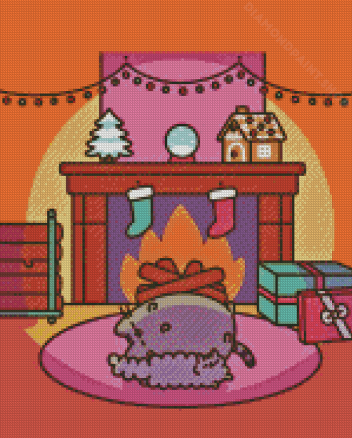 Christmas Pusheen Cat Diamond Painting