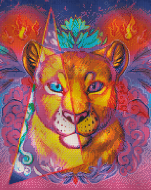 Cool Colorful Lioness Diamond Painting