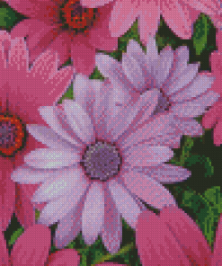 Pink And Purple Daisies Diamond Painting