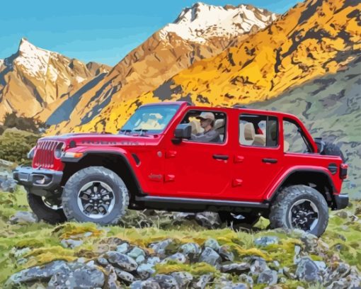 Red 2018 Jeep Wrangler Diamond Painting