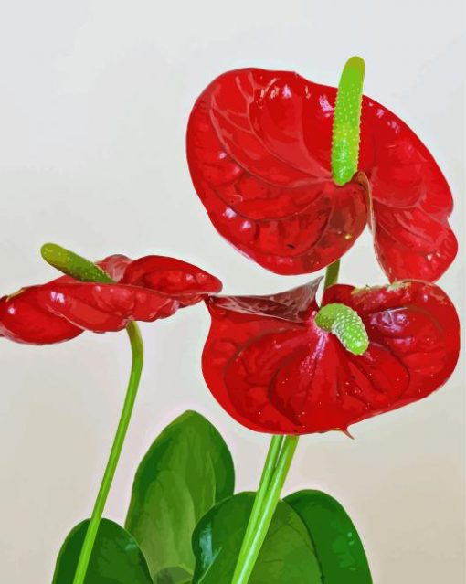 Red Flamingo Flowers Diamond Painting