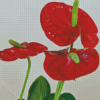 Red Flamingo Flowers Diamond Painting