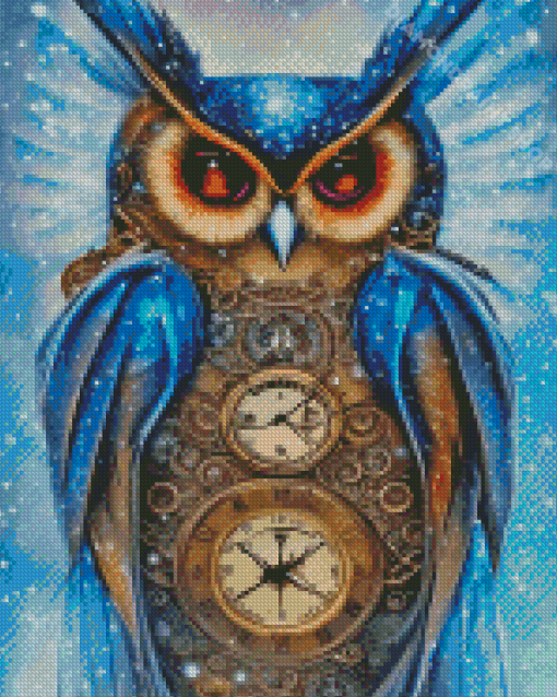 Snowy Steampunk Owl Diamond Painting