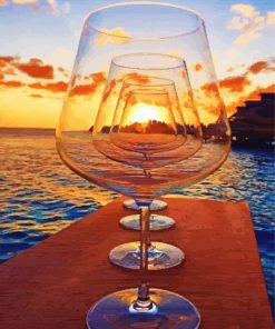 Sunset In A Wine Glasses Diamond Painting