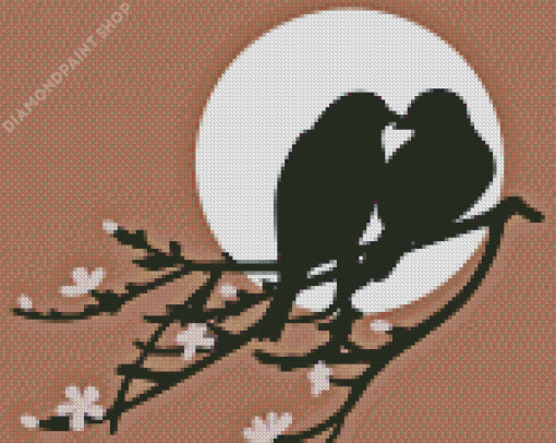 Silhouette Two Birds Diamond Painting