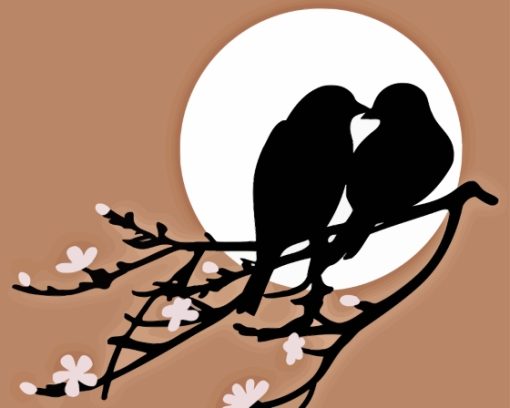 Silhouette Two Birds Diamond Painting